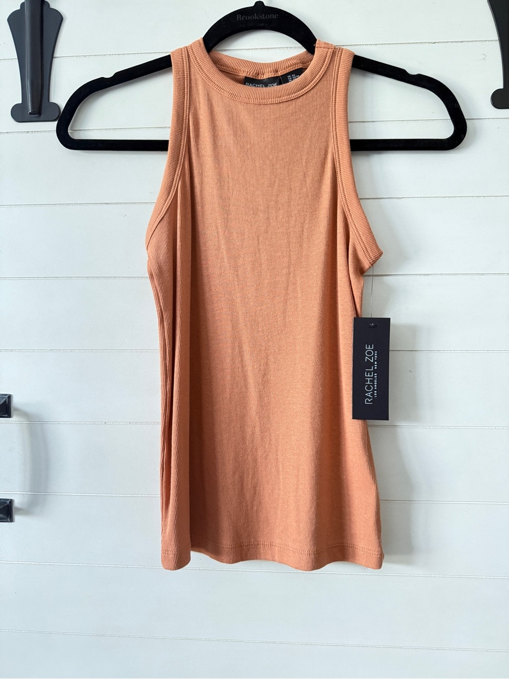 Rachel Zoe Sleeveless Ribbed Tank Top in Soft Peachy Orange